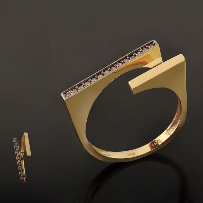 Women's yellow gold ring 9CT with tsavorite stones HDY0014