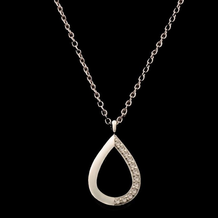 Women's White Gold necklace with zirkon 9CT HRY0037