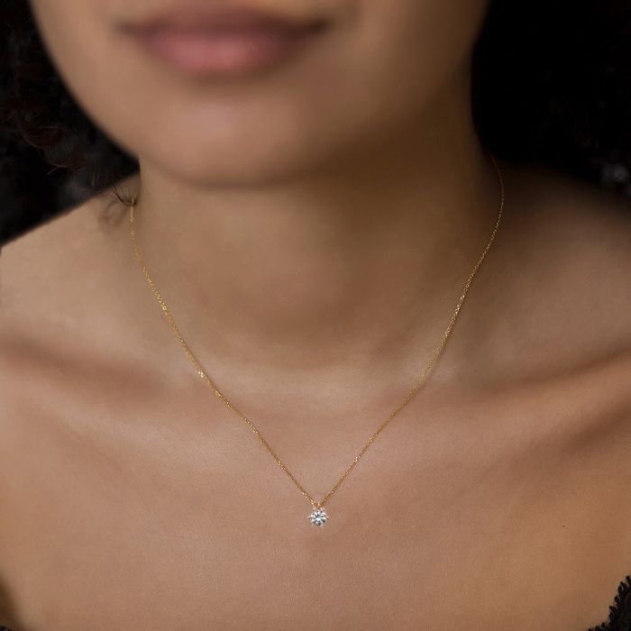 Women's Yellow Gold necklace monolith with zirkon HRY0038