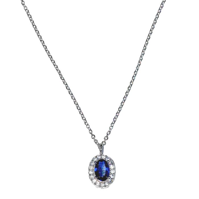 Women white gold necklace 9ct with zircon HRY0046