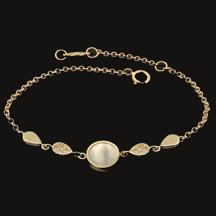 Yellow gold women's bracelet with zirkon 9CT HVY0018