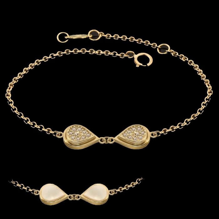 Women's Yellow Gold bracelet with nacre and zirkon 9CT HVY0019