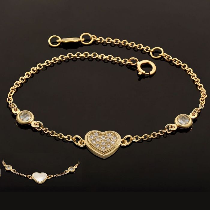 Women's Yellow Gold bracelet with nacre and zirkon 9CT HVY0020