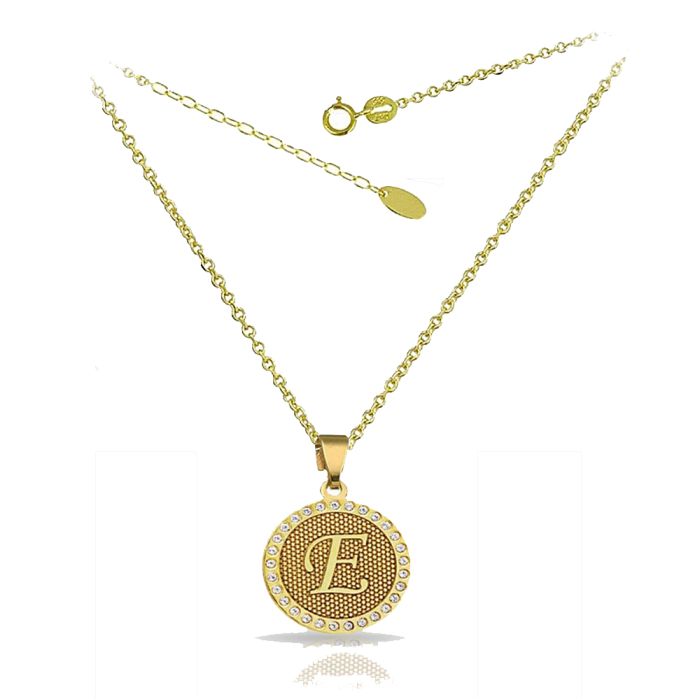 Women's gold necklace with monogram and zirkon 9CT HMY0001