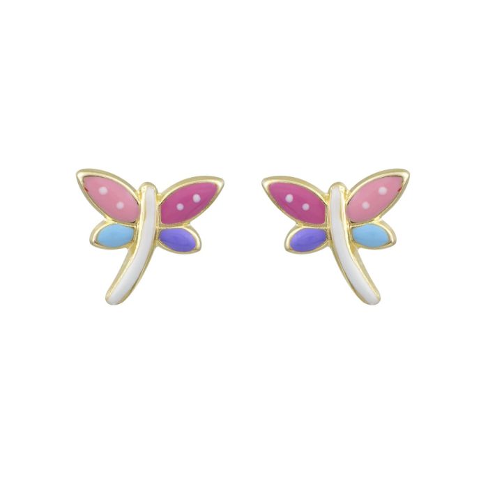Kid's in yellow gold earrings with dragonfly 9CT HSY0021
