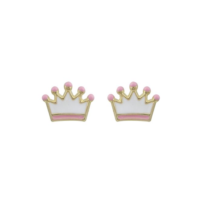 Kid's in yellow gold earrings with crown 9CT HSY0028
