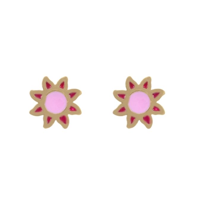 Kid's in yellow gold earrings with sunflowers 9CT HSY0036