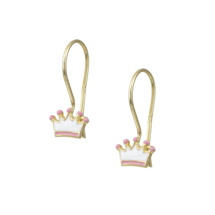 Kid's in yellow gold earrings with crowns 9CT HSY0037
