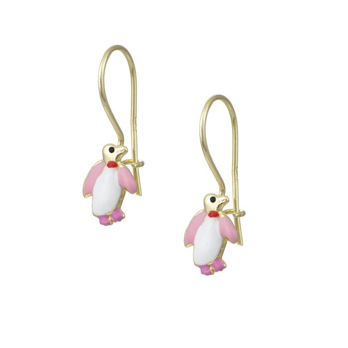 Kid's in yellow gold earrings with penguins 9CT HSY0042