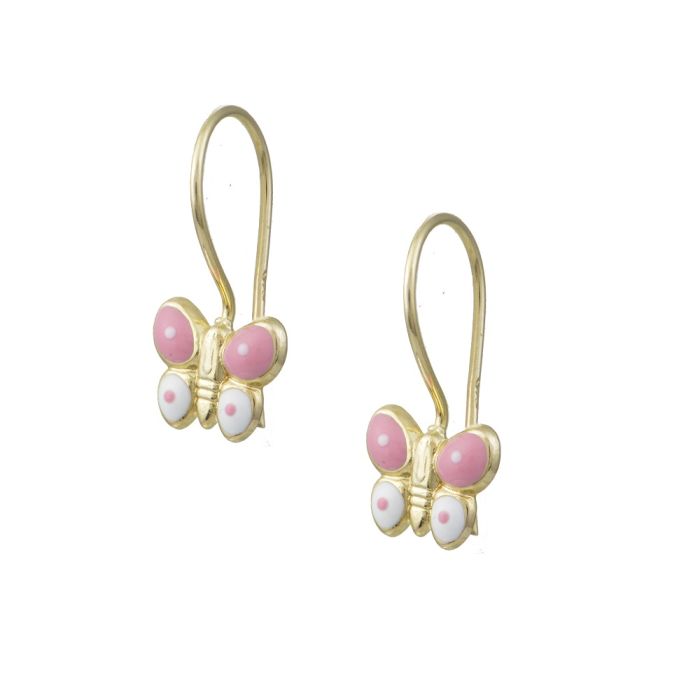 Kid's in yellow gold earrings with butterflys 9CT HSY0043