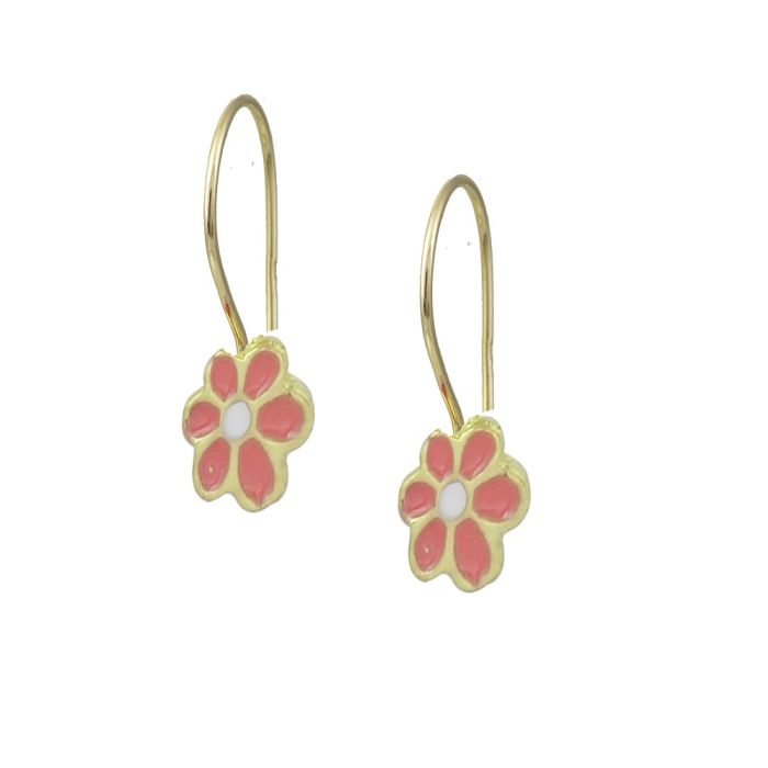 Kid's in yellow gold earrings with flowers 9CT HSY0049