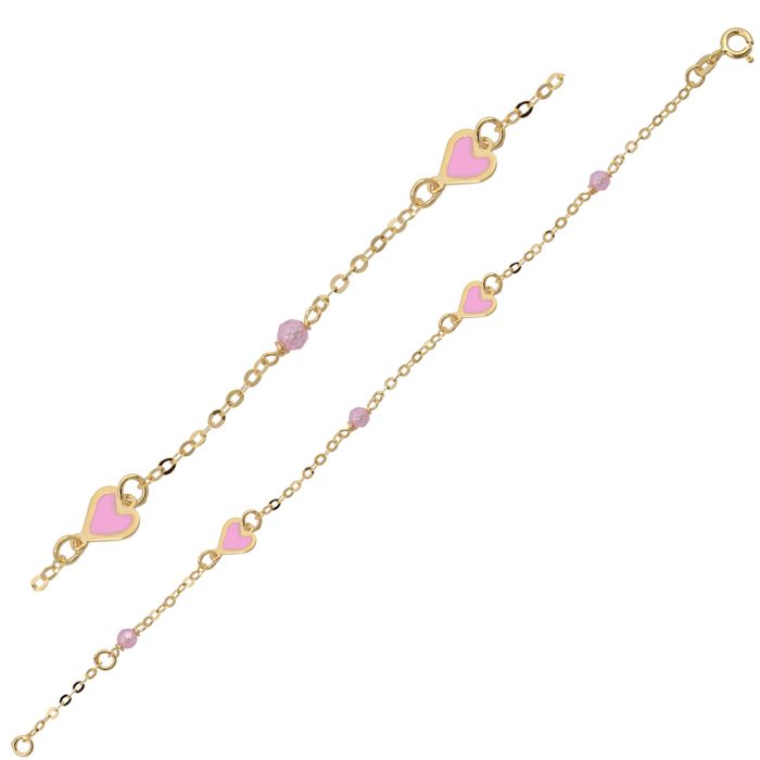 Kid's bracelet in yellow gold with hearts 9CT HYY0010