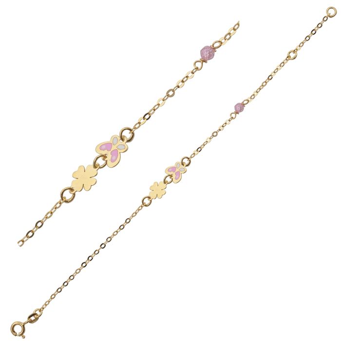 Kid's bracelet in yellow gold with a butterfly 9CT HYY0011