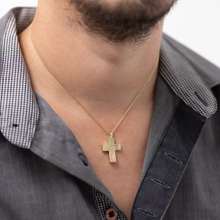 Men's yellow gold cross without chain 14CT ITY0075