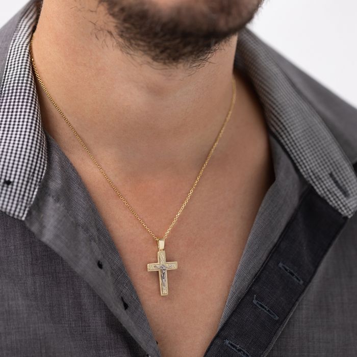 Men's yellow gold cross without chain 14CT ITY0076