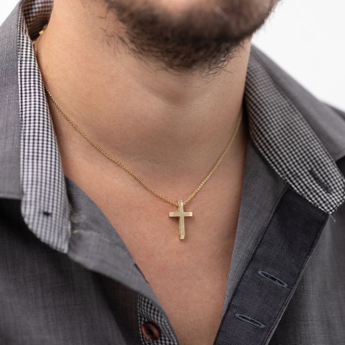 Men's yellow gold cross without chain 14CT ITY0077