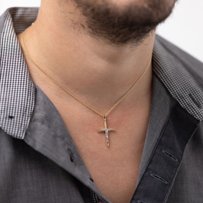 Men's yellow gold cross without chain 14CT ITY0079
