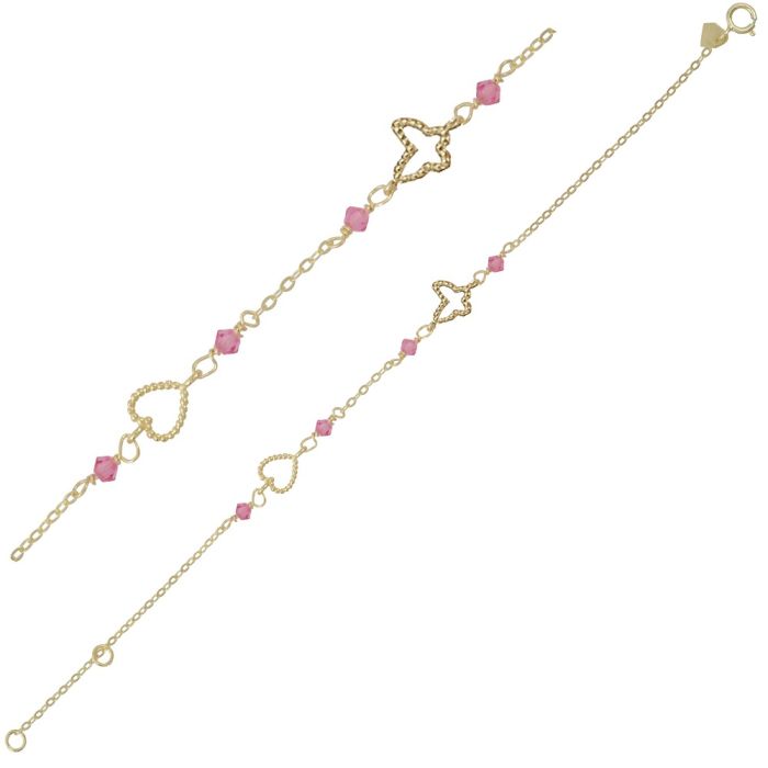 Kid's bracelet in yellow gold with a heart and a butterfly 9CT HYY0014