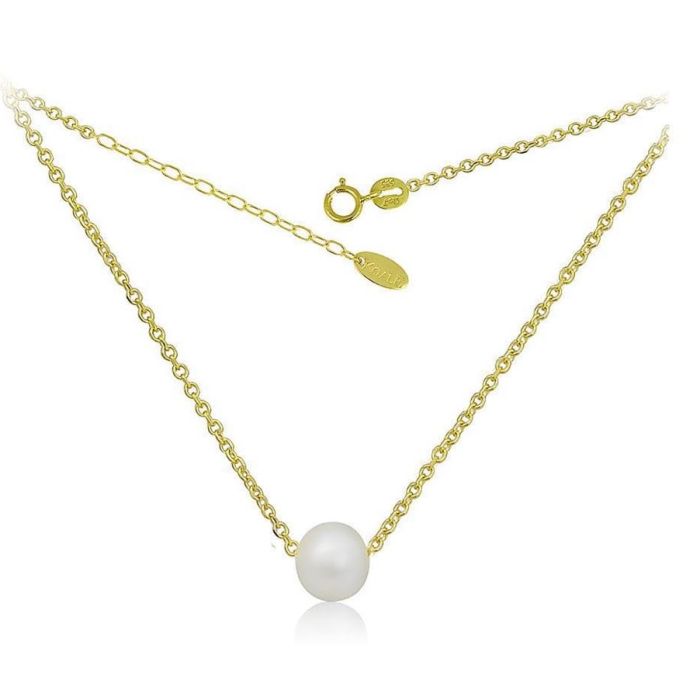 Women's yellow gold necklace 9ct with white pearl HRY0051