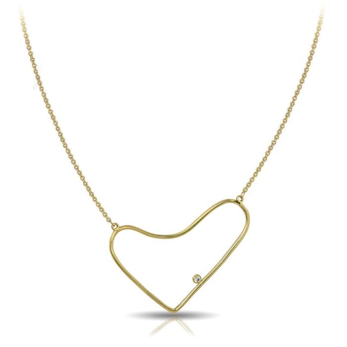 Women's Yellow Gold necklace with heart with zirkon 9ct HRY0054