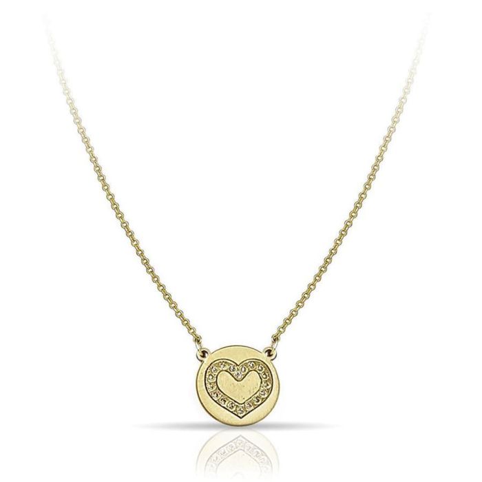 Women's Yellow Gold necklace with heart in the middle and zirkon 9ct HRY0055