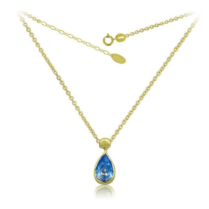 Women's yellow gold necklace 9CT in light blue colour and shape pouar 9ct HRY0062