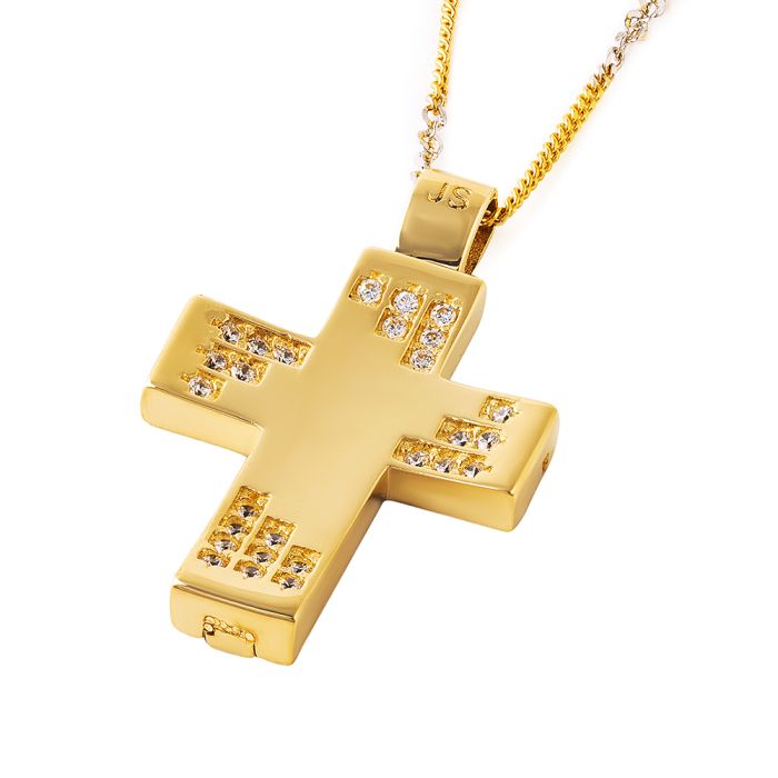Women's yellow gold cross with zirkon without chain 14CT ITY0093