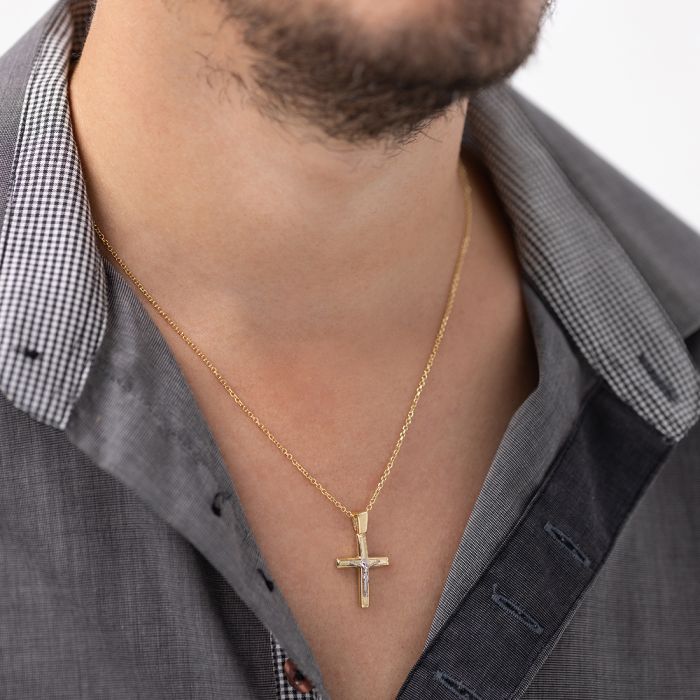 Men's yellow gold cross 14CT without chain ITY0072