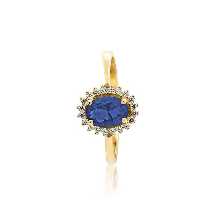 Women's gold rosette ring 14CT with zircon IDY0004