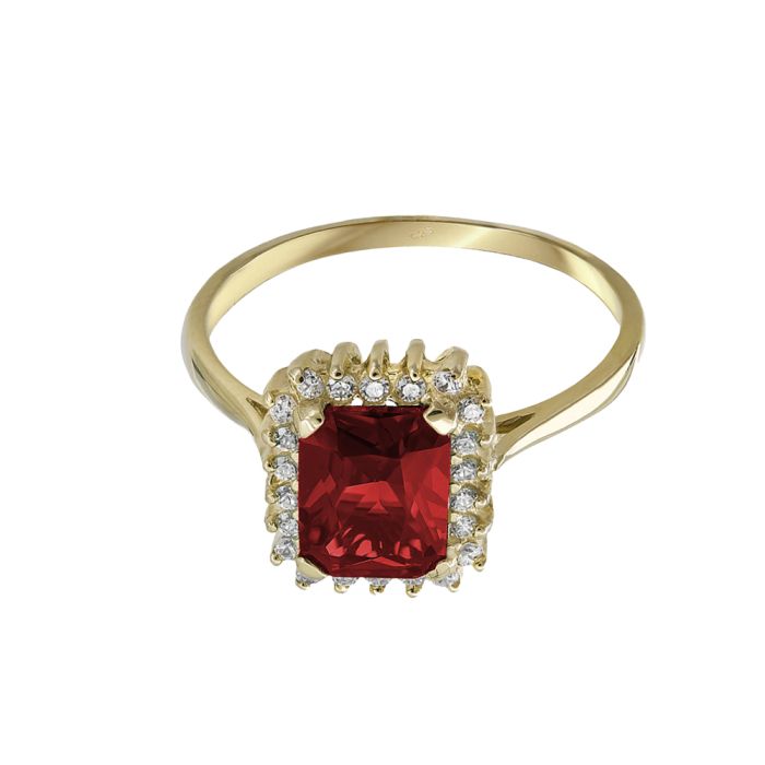 Women's gold rosette ring 14CT with zircon IDY0007