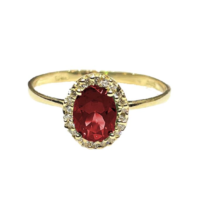 Women's gold rosette ring 14CT with zircon IDY0008