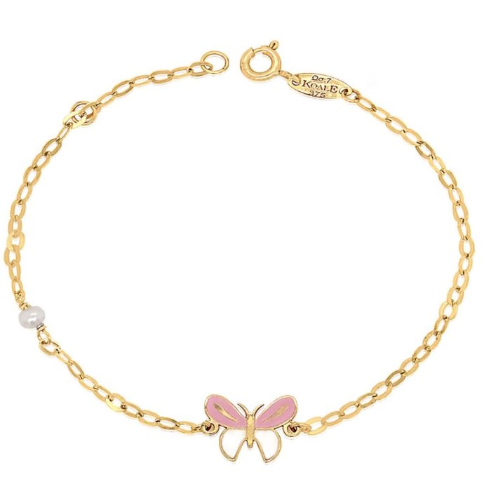 Kid's bracelet in yellow gold with butterfly 9ct HYY0033