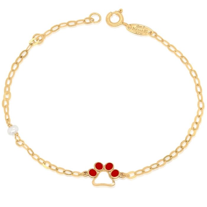 Kid's bracelet in yellow with a little paw HYY0035