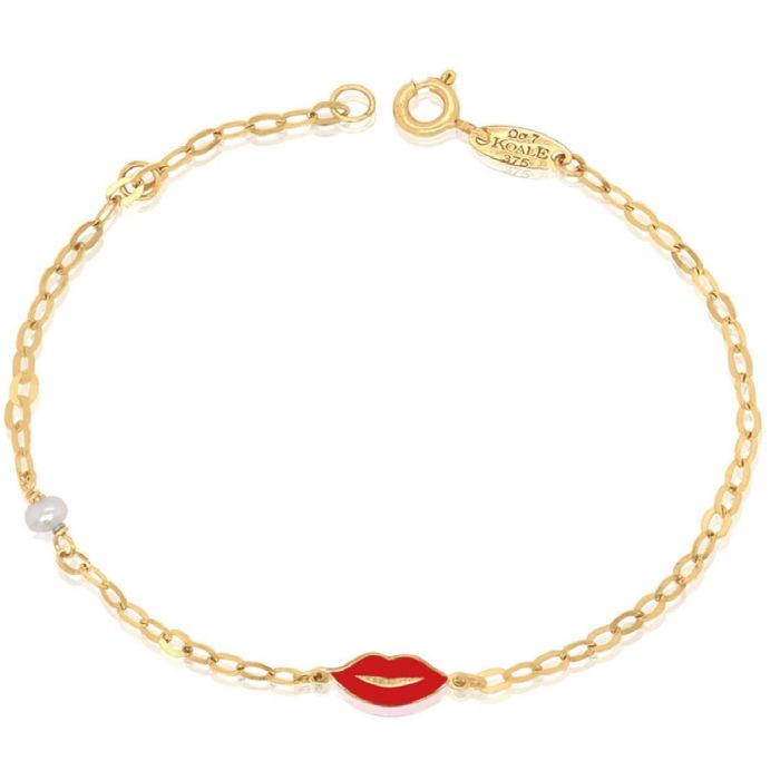 Kid's bracelet in yellow gold with lips 9ct HYY0036