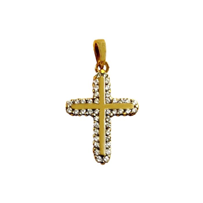 Women's yellow gold cross 14ct with zirkon ITY0113