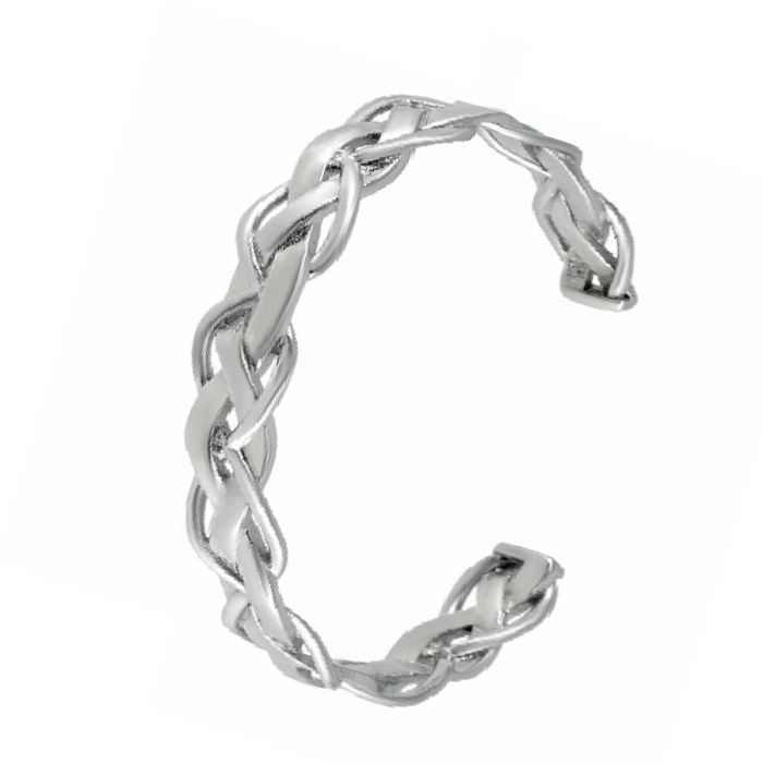 Men's silver bracelet type knitted WX00063