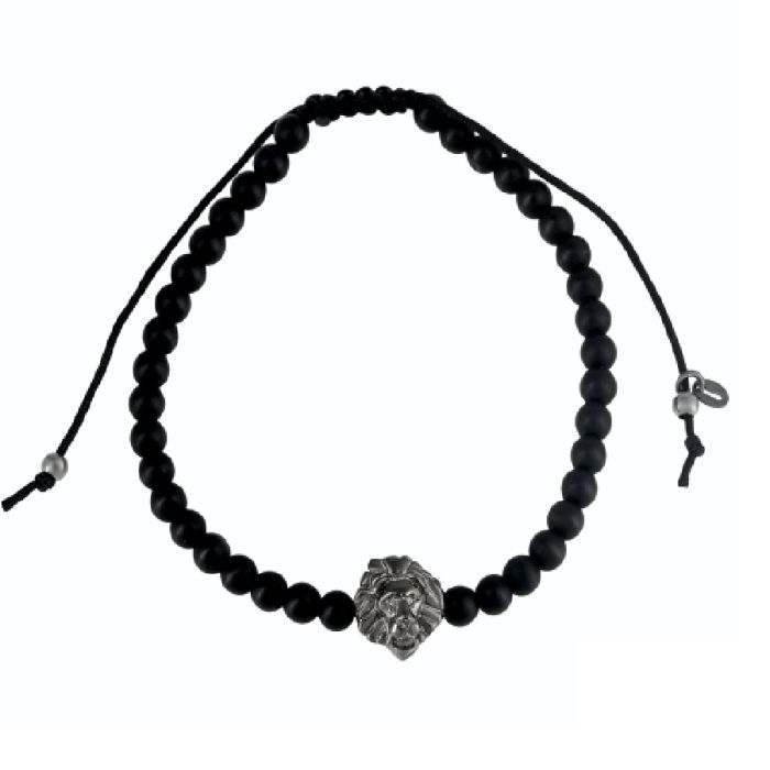 Men's bracelet with silver head of a lion WV00684