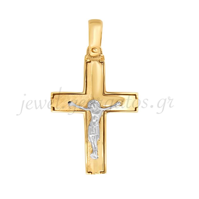 Men's double-sided gold cross 14CT ITD0412