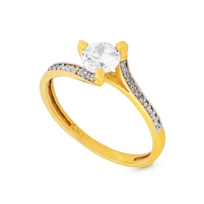 Women's engagement gold ring 9ct with zircon HDY0040