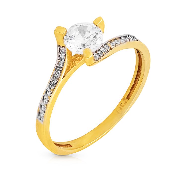 Women's engagement gold ring 9ct with zircon HDY0040