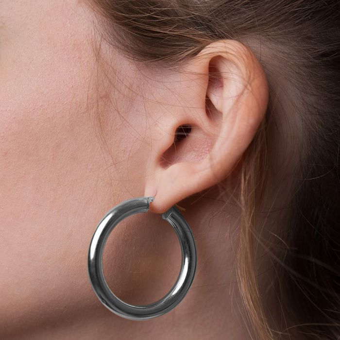 Women's silver earrings hoops WS00755
