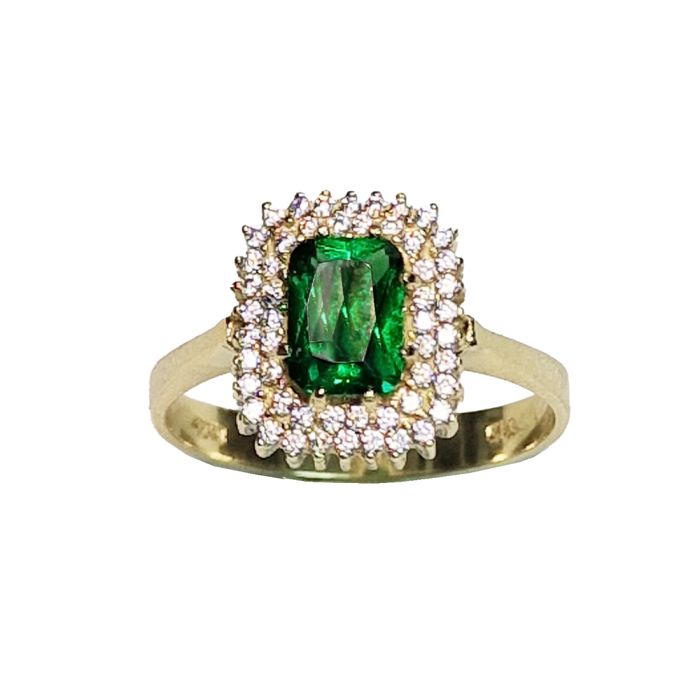 Women yellow gold ring with emerald 14ct IDY0014