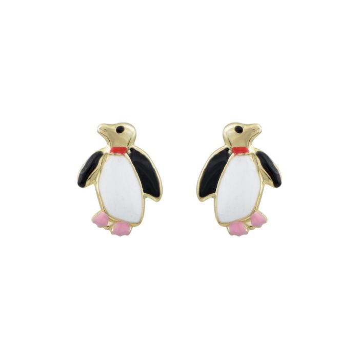 Kid's in yellow gold earrings with penguins 9CT HSY0024