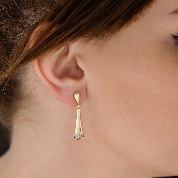 Women's pendant earrings with zirkon in tear 14ct ISY0060
