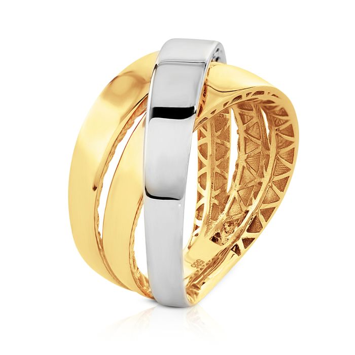 Womens 3 ring in White and Yellow Gold 14ct IDY0033