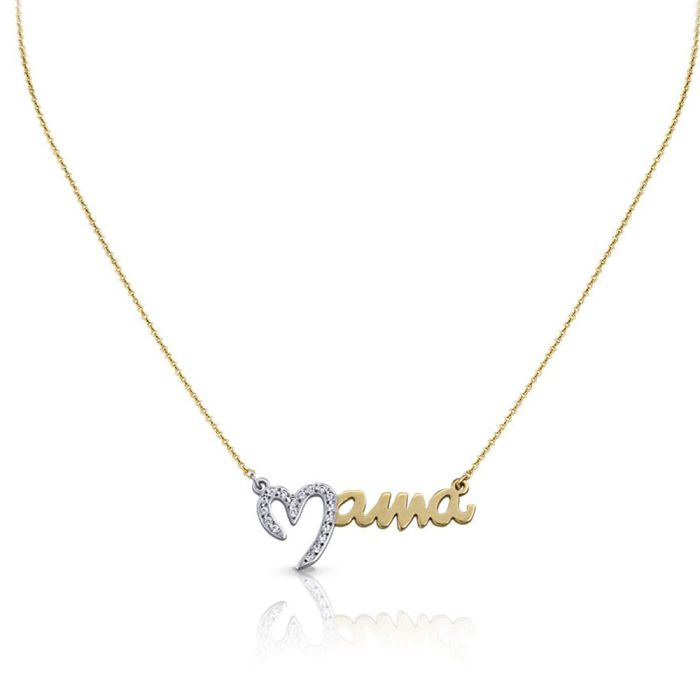Women's Yellow Gold necklace mummy and zirkon 9ct HRY0093