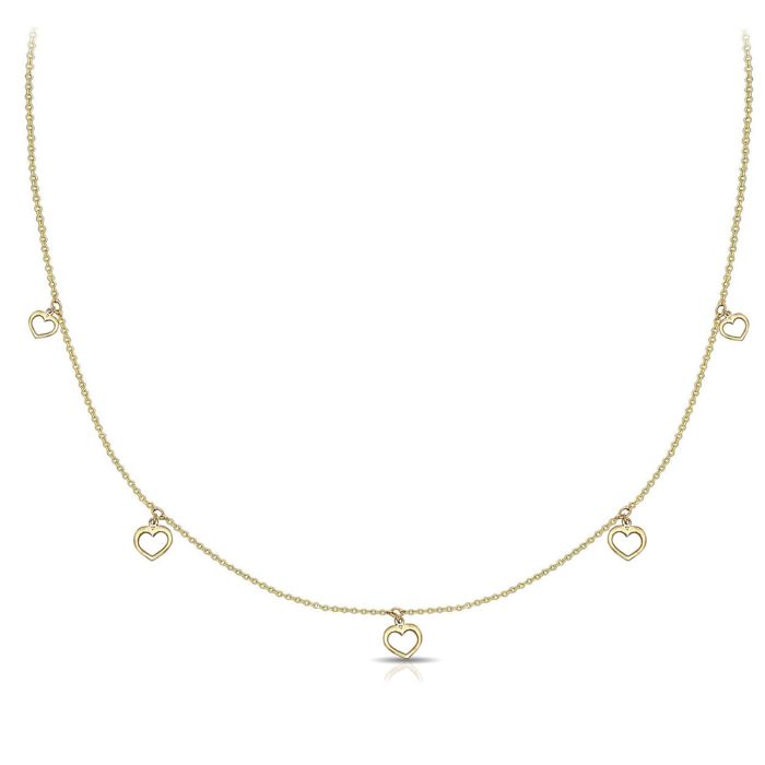 Women's Yellow Gold necklace with hearts 9ct HRY0094