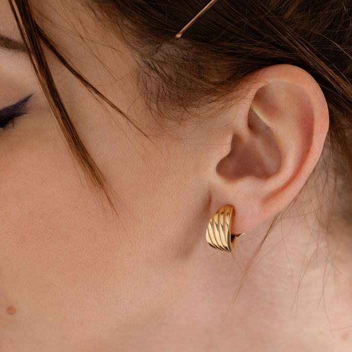 Women's yellow gold hoop earrings 14ct ISY0061
