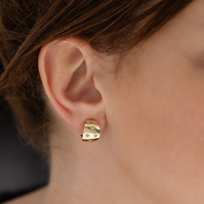Women's yellow gold hoop earrings 14ct ISY0062
