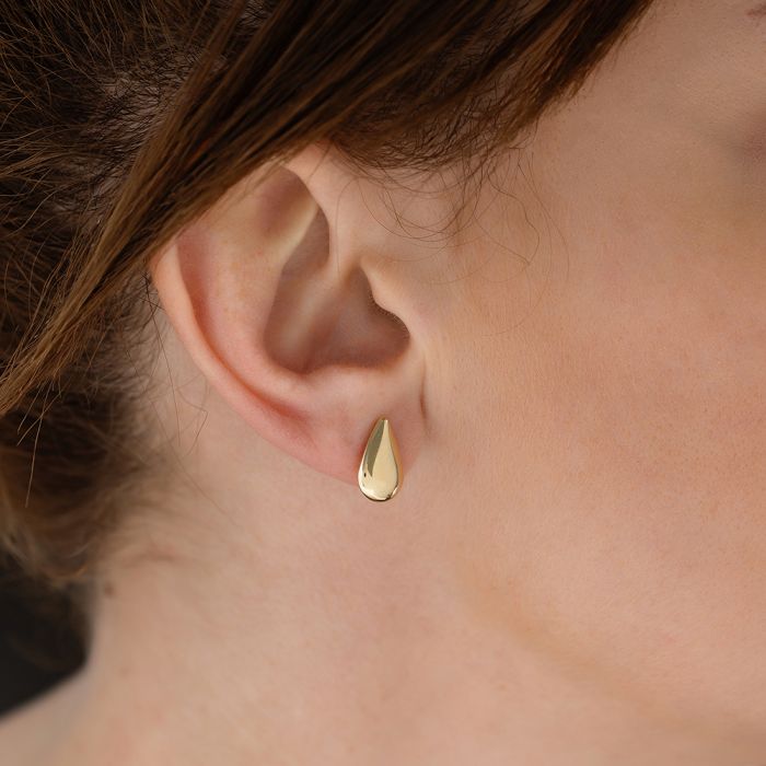 Women earrings buttoned in Yellow Gold 14ct ISY0063